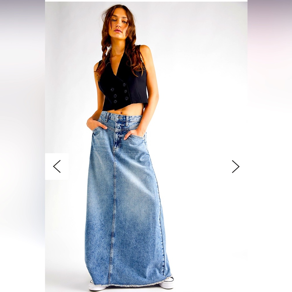 NWT We The Free Come As You Are Denim Maxi Skirt